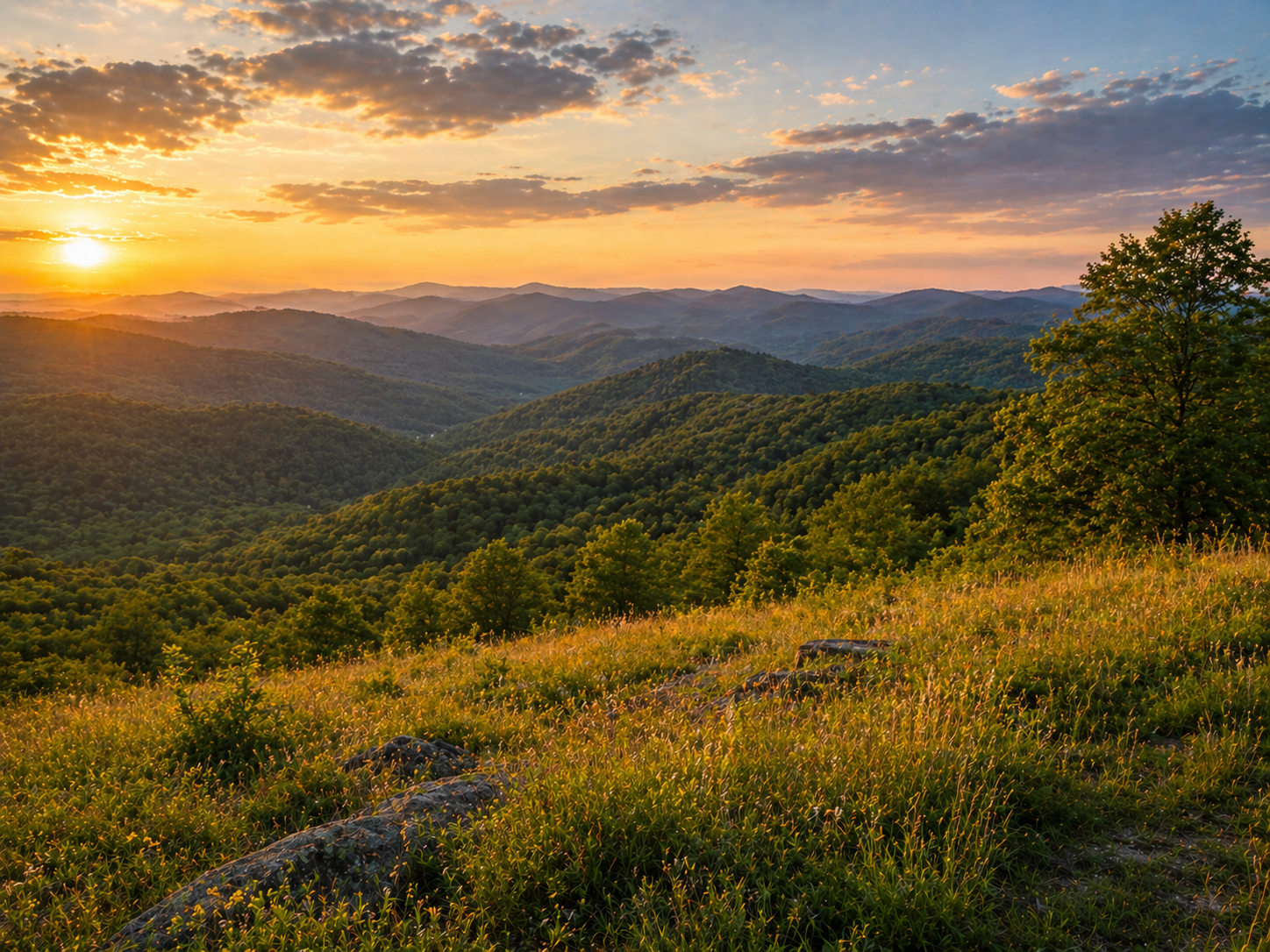 Tennessee ridge view with layered hills and evening light