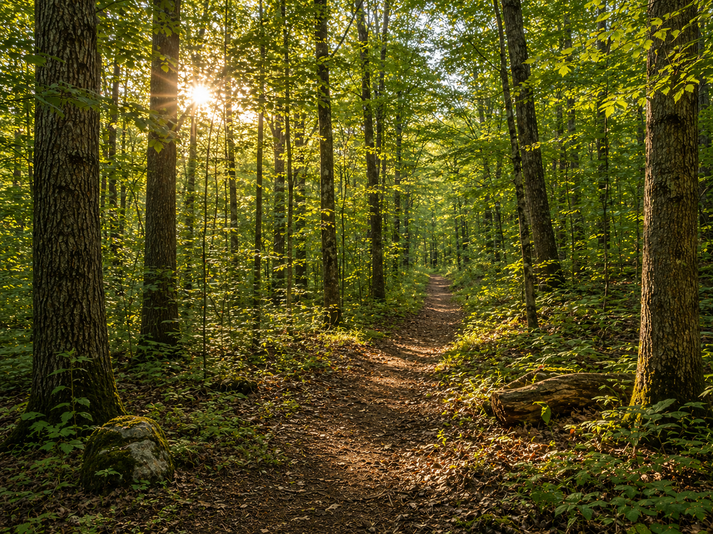 Wooded Tennessee acreage with a trail through the trees